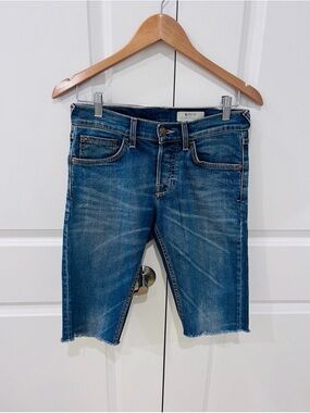 H&M Drain women’s 28” waist Denim super slim button up cutoff Bermuda Shorts